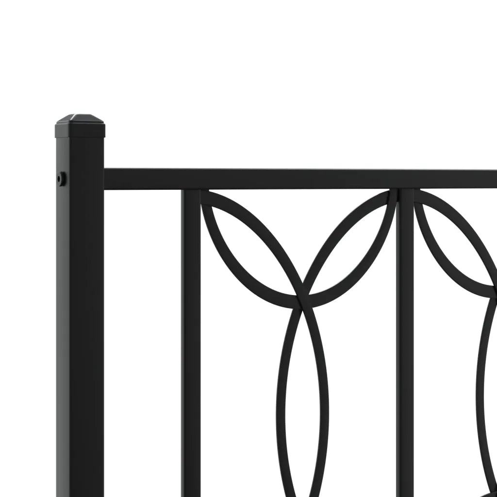 Giroletto con Testiera e Pediera Metallo Nero 80x200 cm 376137