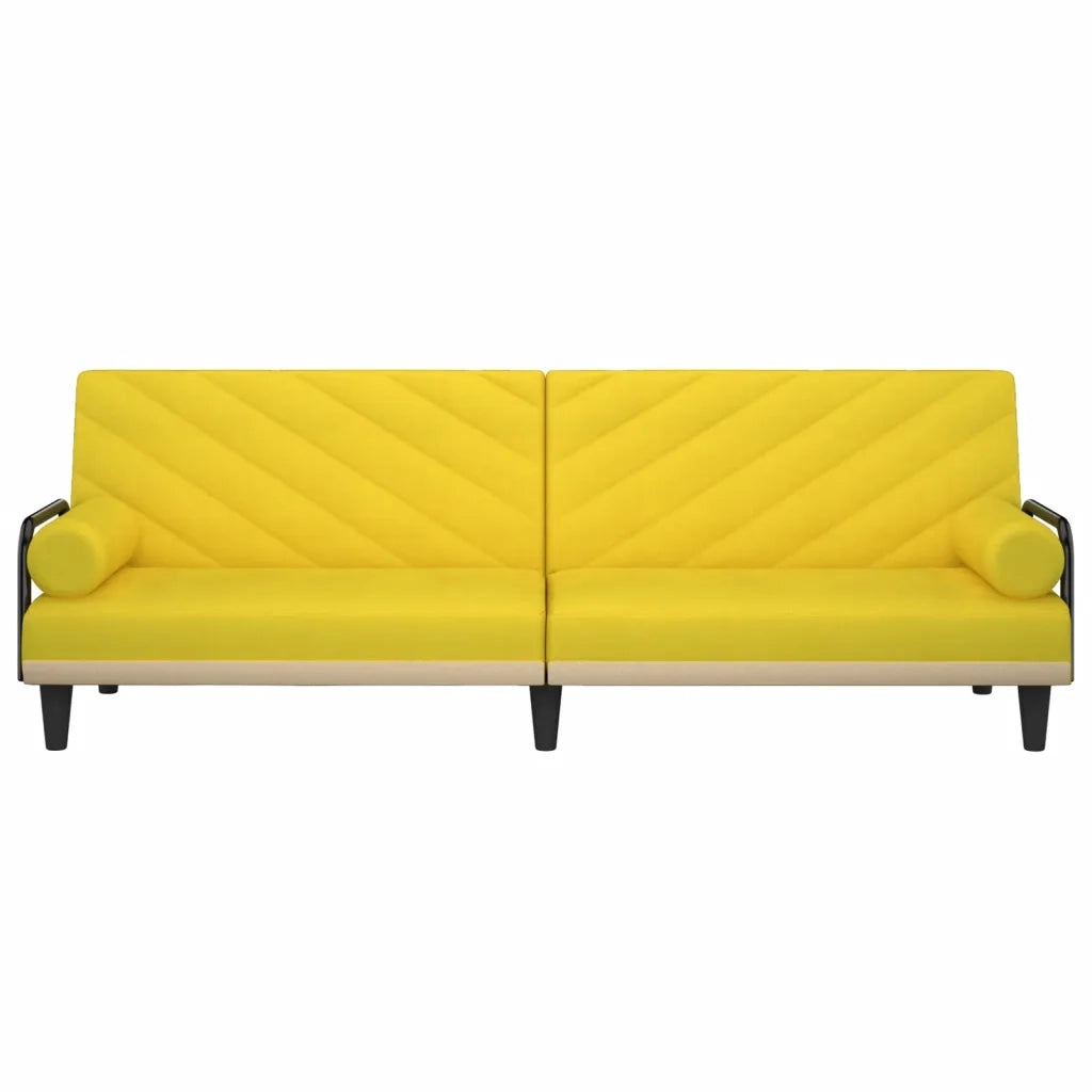 Divano Letto con Braccioli Giallo Chiaro in Tessuto 351935