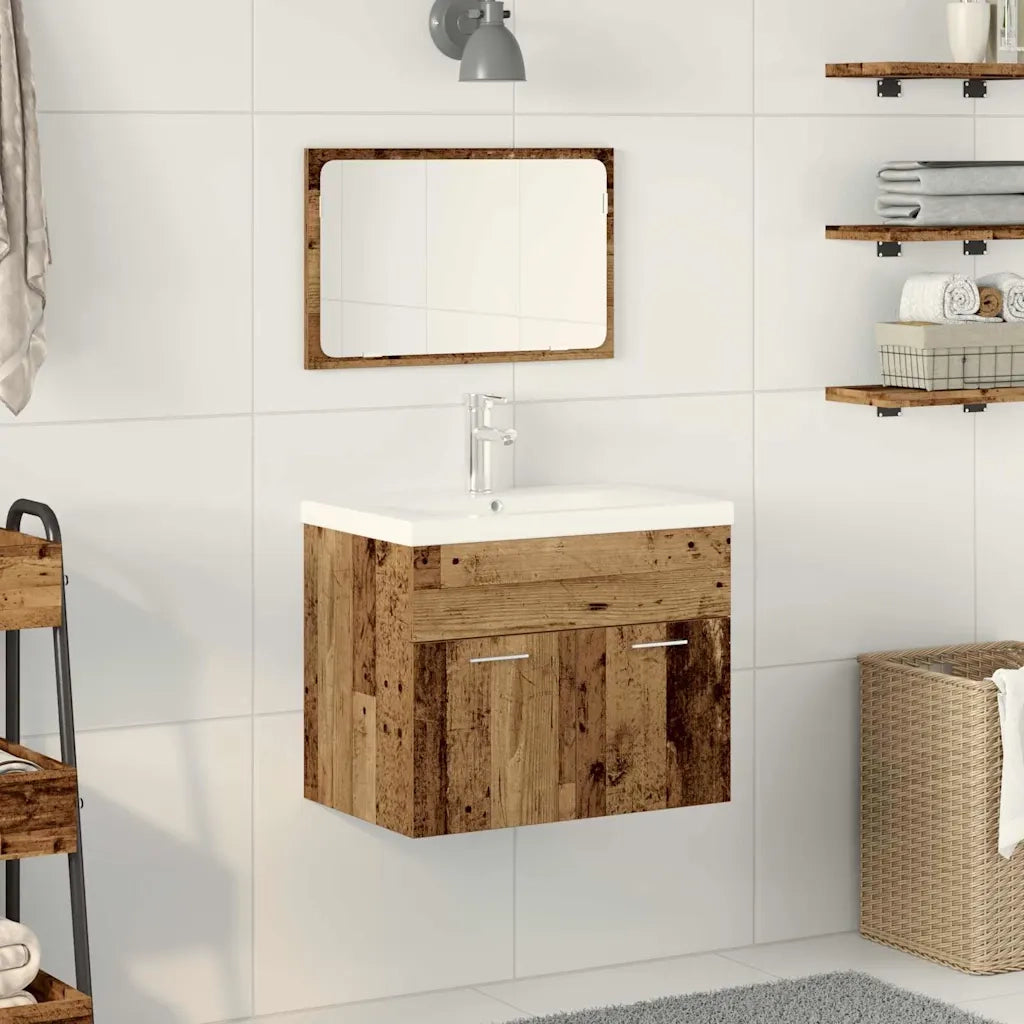 Set di mobili per il Bagno | Armadio da bagno con porta 3 pz Legno vecchio