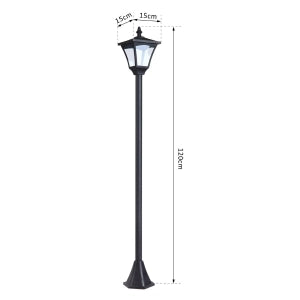 Lanterna solare da giardino con LED, design retro, nero, 15 x 15 x 120 cm
