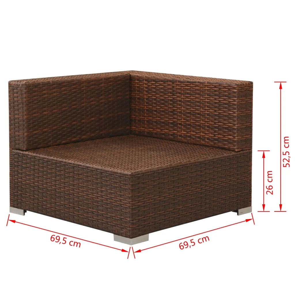 Set Divani da Giardino 3 pz con Cuscini in Polyrattan Marrone 42747