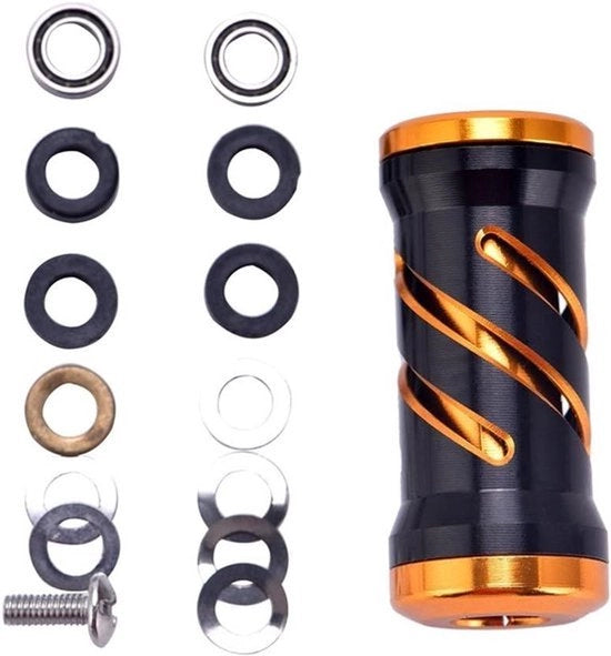 Fascioguida per pesca Manico Metallico Manopola di controllo Manico di presa per bobina Ricambio parti con accessori - Parti - Nero & Oro - Adatto per bobine.