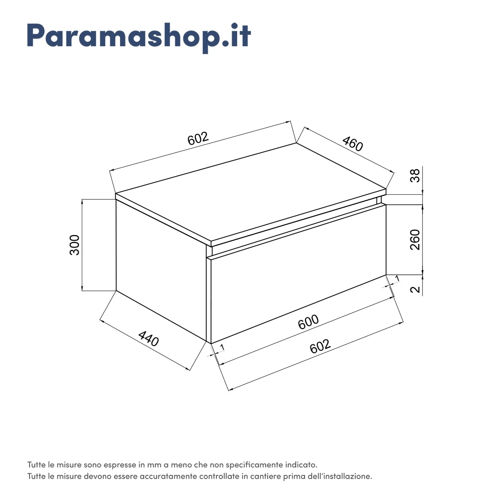 Cassettone sospeso 60 cm grigio perla opaco | Darwin