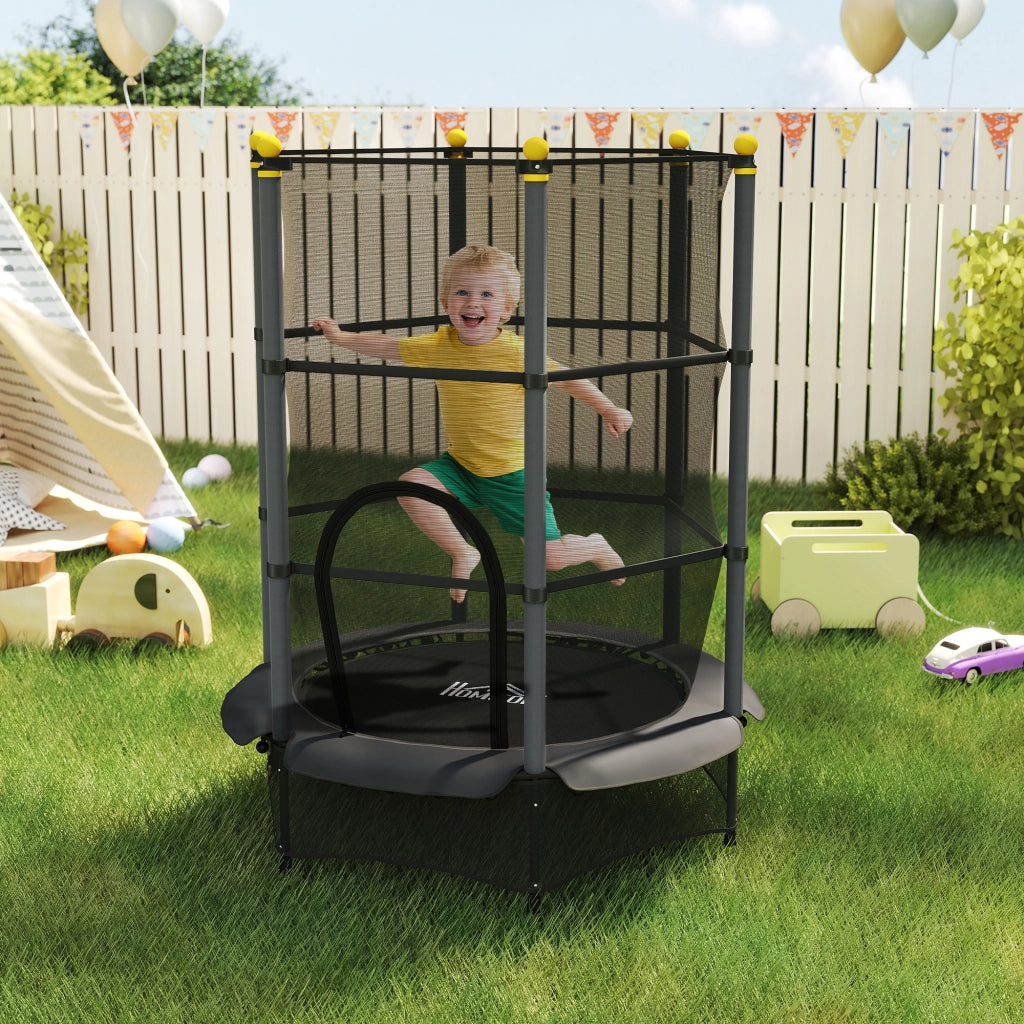 Tappeto elastico per bambini con rete di sicurezza ¨C zephmum ¨C nero, ?140x190 cm
