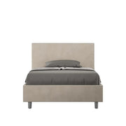 Letto una piazza e mezza contenitore imbottito 120x200 microfibra sabbia Adele