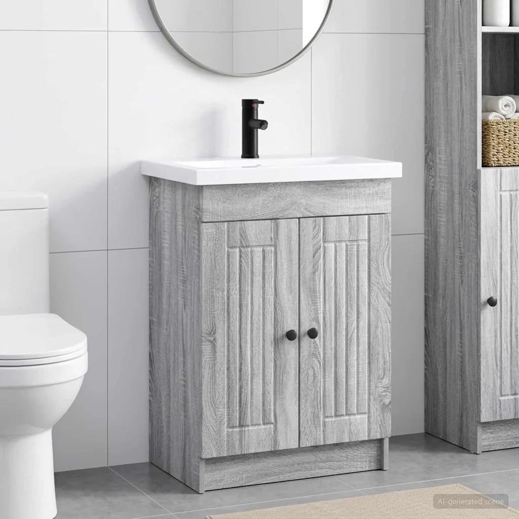 Set di mobili per il bagno Sonoma grigio 56 x 37,5 x 81 cm 3404190