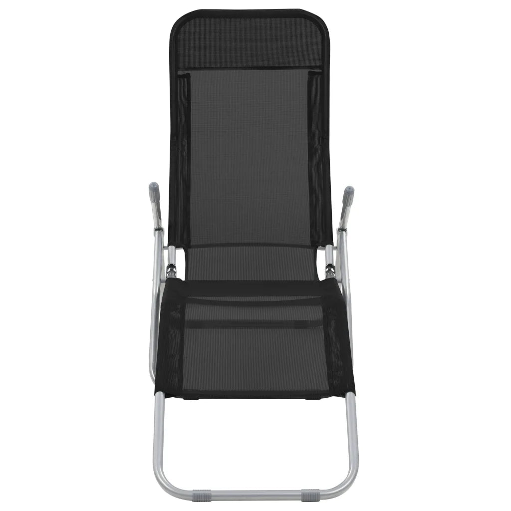 Lettini Prendisole Pieghevoli 2 pz in Textilene Nero 44338