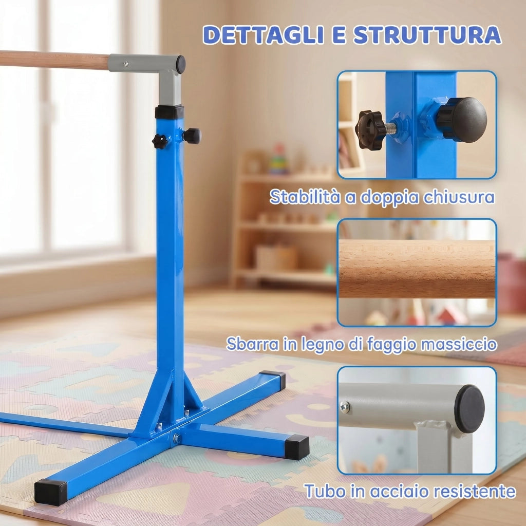 Sbarra per Ginnastica Artistica o Danza Classica Regolabile in Altezza 92-150 cm. Blu