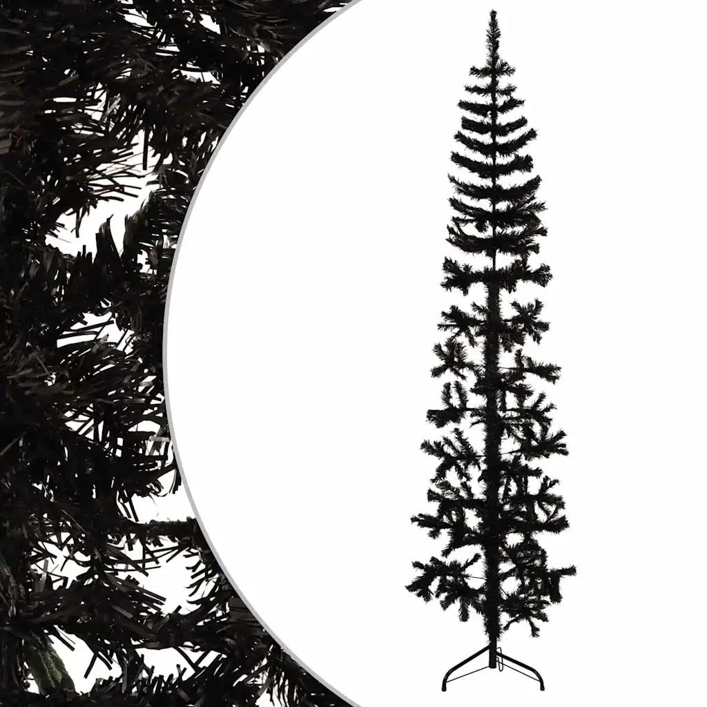 Albero Natale | Decorazioni natalizie Artificiale Sottile a Met¨¤ e Supporto Nero 210 cm