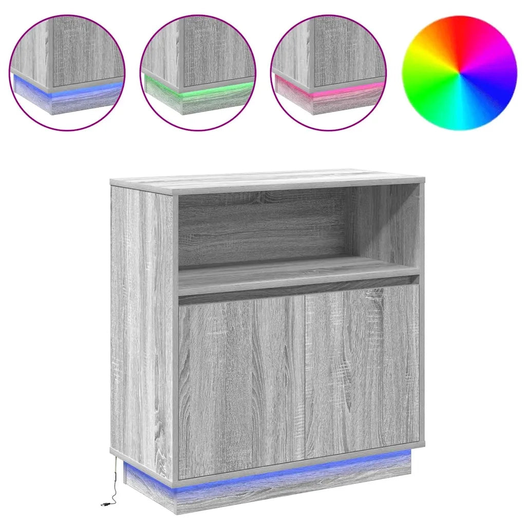Madia LED Grigio Sonoma 71 x 34,5 x 75 cm Legno multistrato 869655