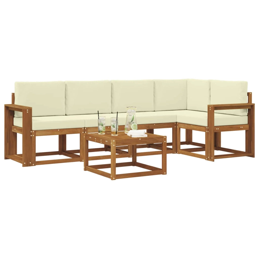 Set di divani da esterno con cuscino 6 pcs Naturale e Crema 3366433