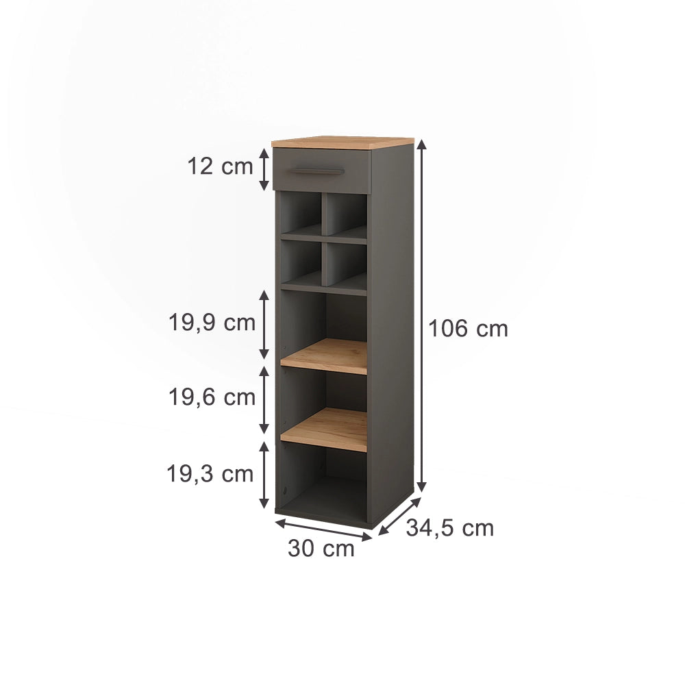 Vicco Portabottiglie Quercia dorata/antracite 30 x 106 cm
