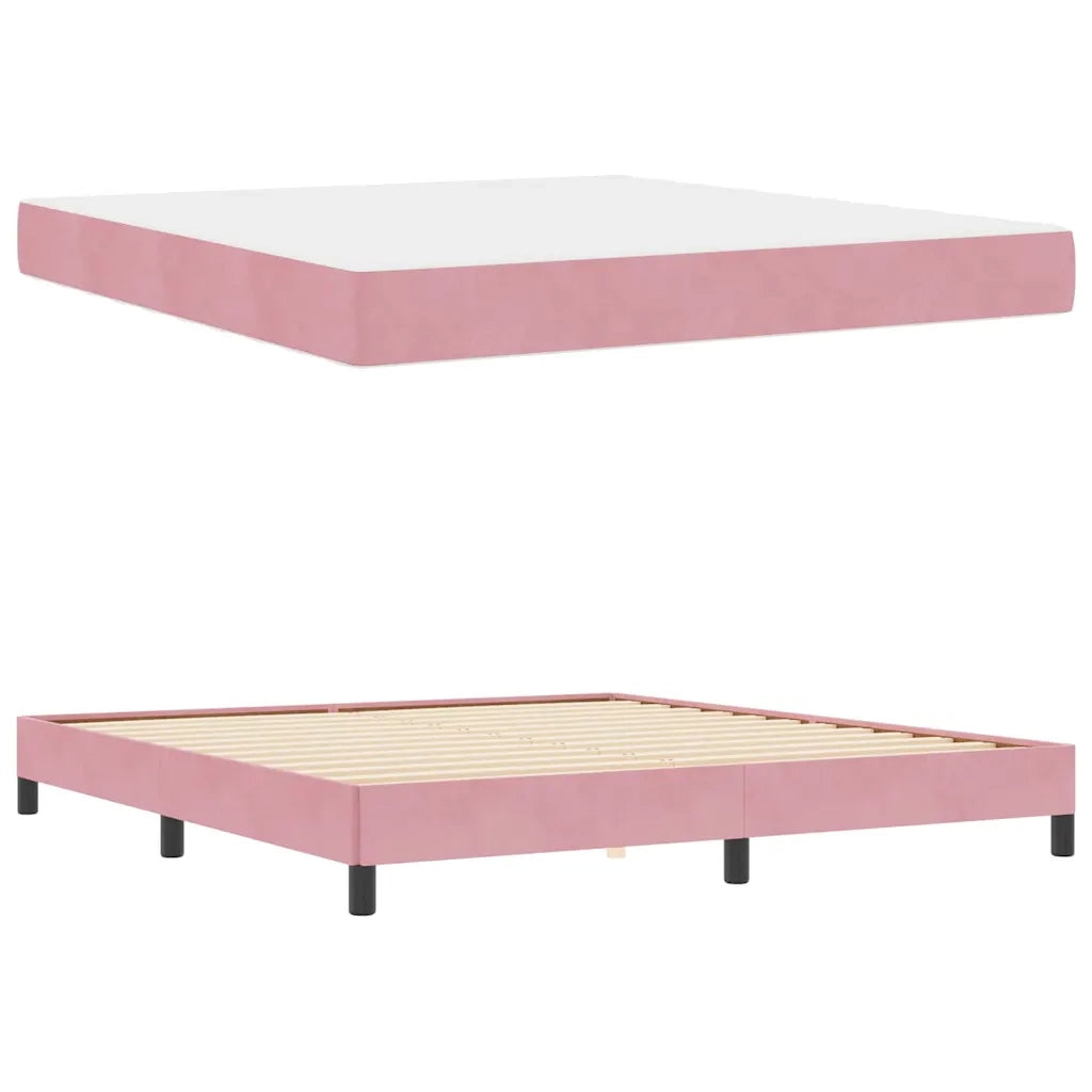 Letto a molle con materasso Rosa 180 x 200 cm Tessuto