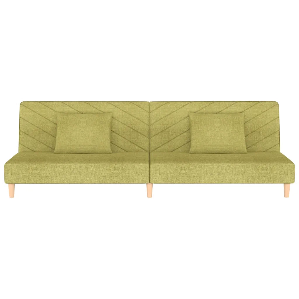Divano Letto a 2 Posti con 2 Cuscini Verde in Tessuto 375894
