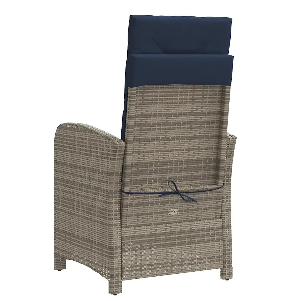 Sedia Reclinabile da Giardino con Poggiapiedi Grigia Polyrattan 365239