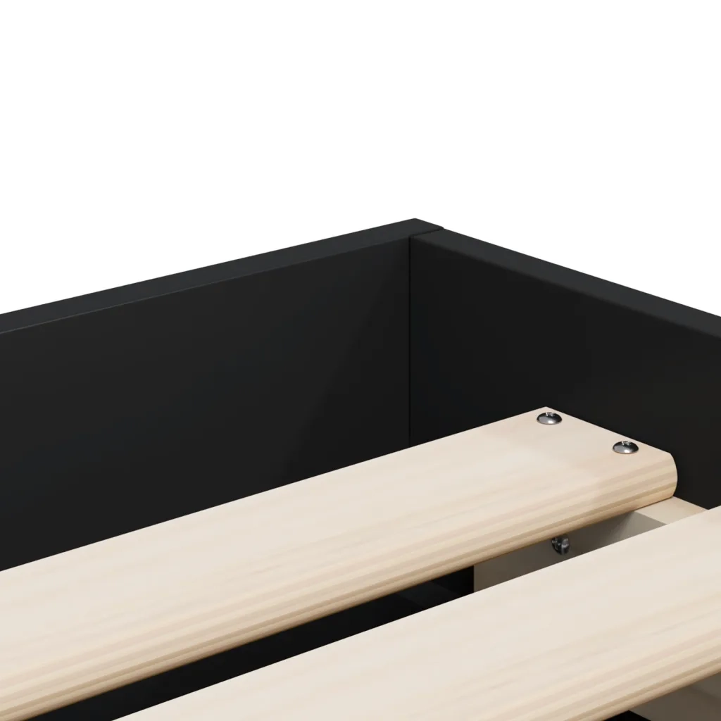 Giroletto con Cassetti Nero 100x200 cm in Legno Multistrato 3207288