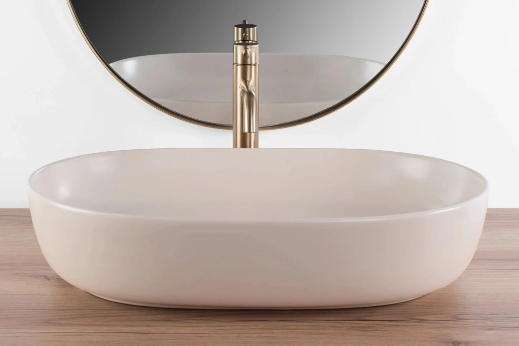 Lavabo Da Appoggio Rea Cleo 61 Beige Matt