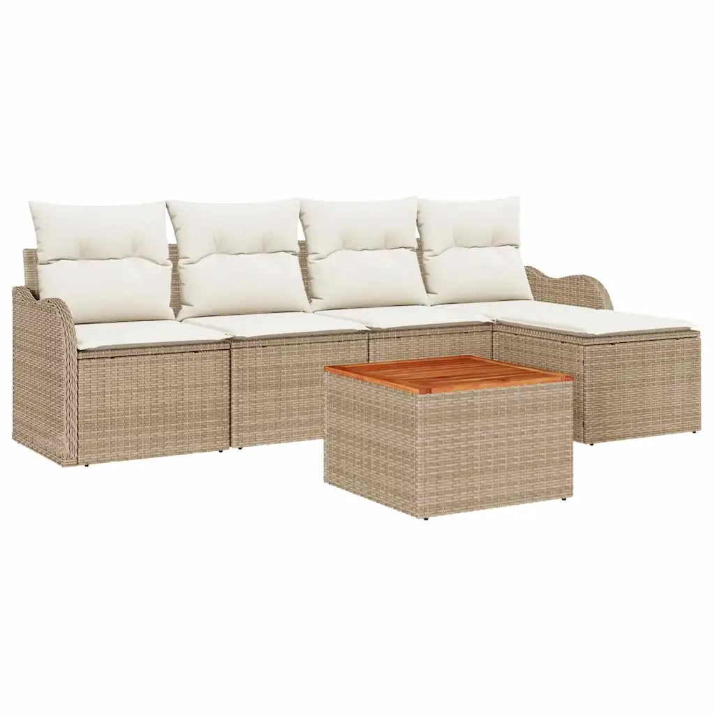 Set Divano da Giardino con cuscino 6 pcs Beige polyrattan 3347442