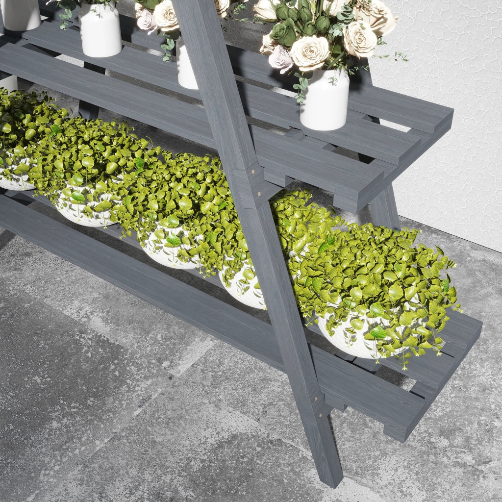 Libreria per Piante Pieghevole 3 Livelli ¨C zephmum ¨C Grigio 100x36x112 cm