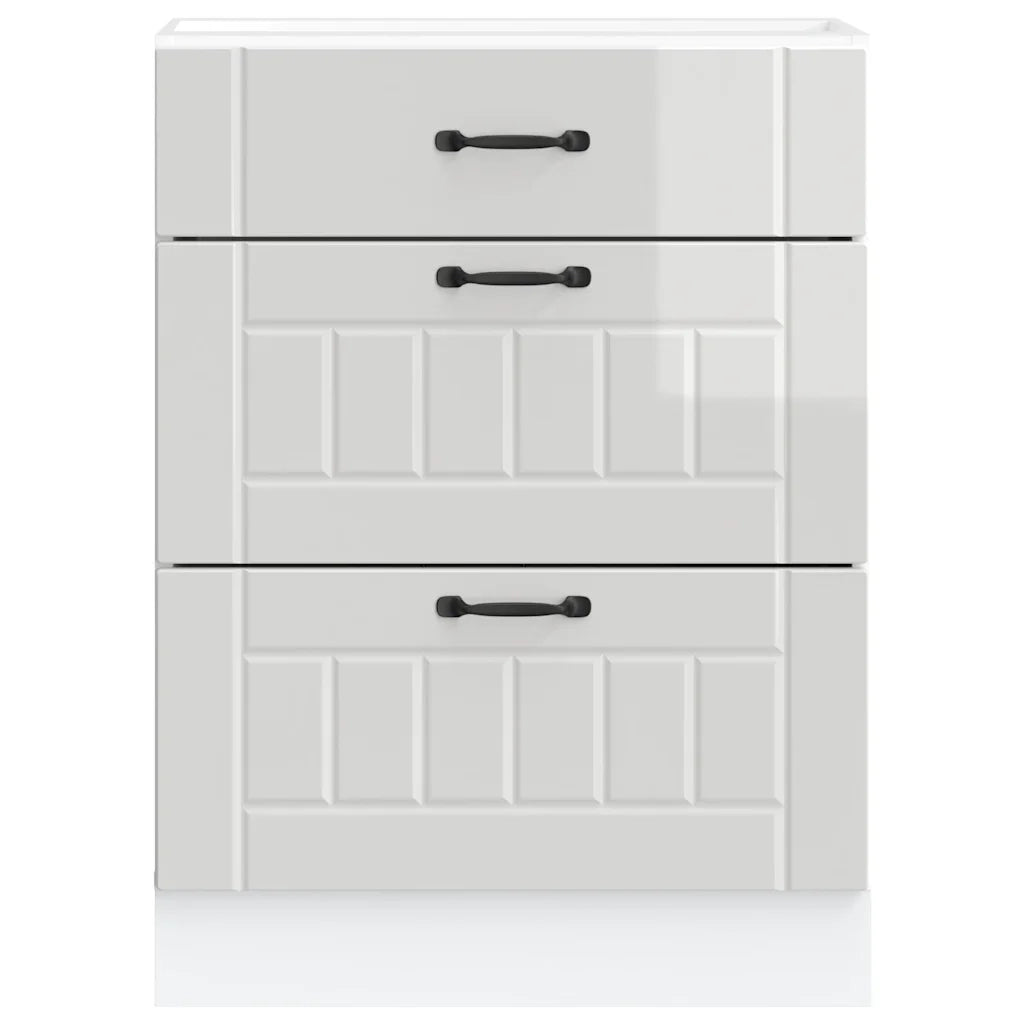 Mobiletto da cucina "Lucca" Bianco lucido in legno ingegnerizzato 854271