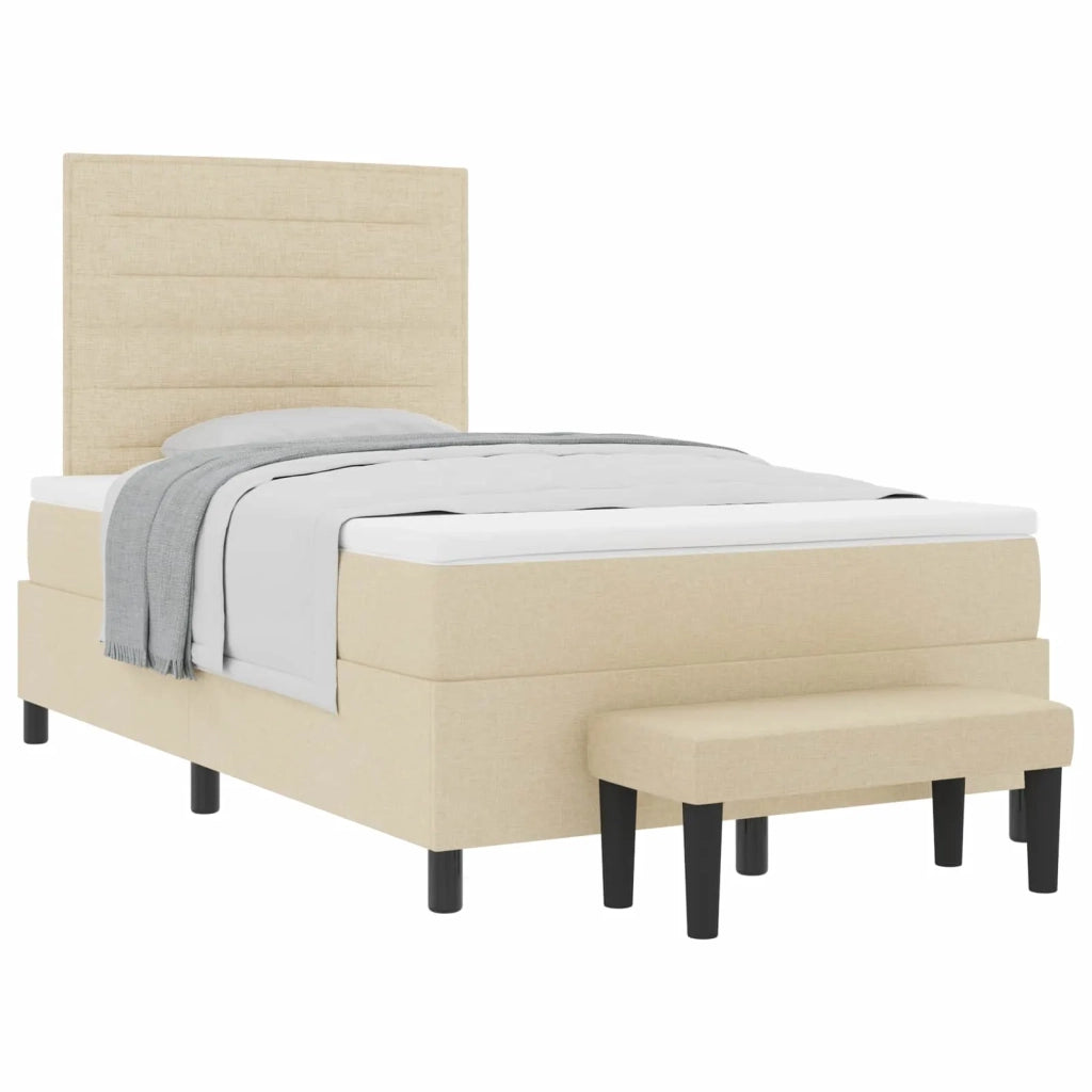 Letto a molle con testiera Crema 120 x 190 cm Tessuto 3343979