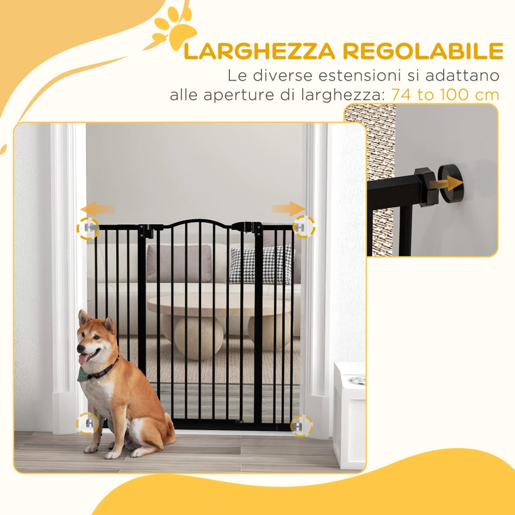 Cancelletto per Cani Estensibile ¨C zephmum ¨C Nero Metallo Plastica 74-100x94 cm