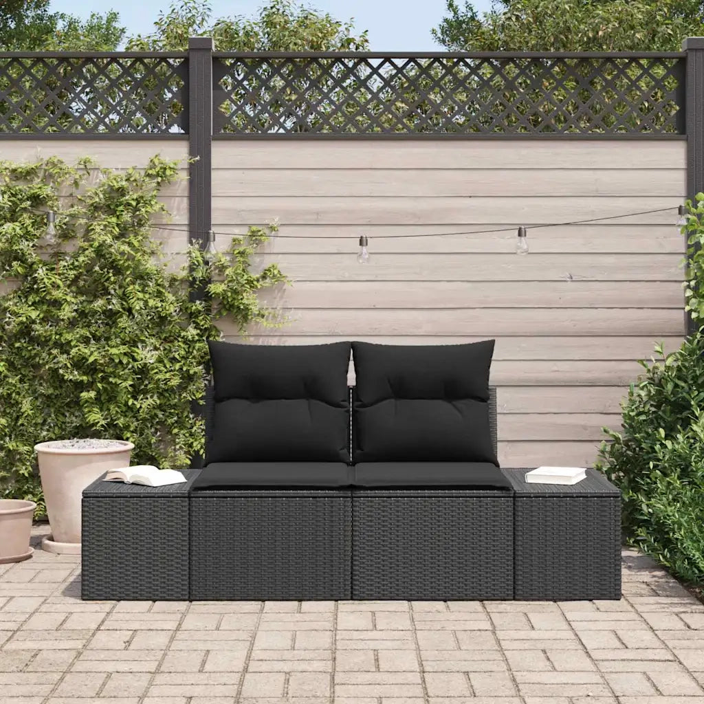 Divano da giardino con cuscino Nero 184 x 62 x 69 cm polyrattan 42006801