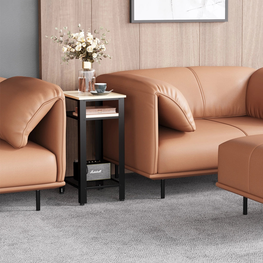 Tavolino da caff¨¨ industriale con ripiani in metallo ¨C Minimal ¨C 45x35x75 cm rovere e nero