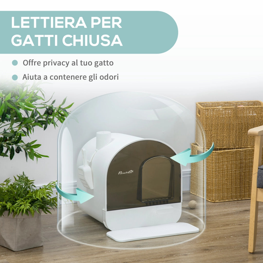 Lettiera per Gatti Chiusa ¨C Minimal ¨C Bianca e Nera, PP, 43x44x47 cm