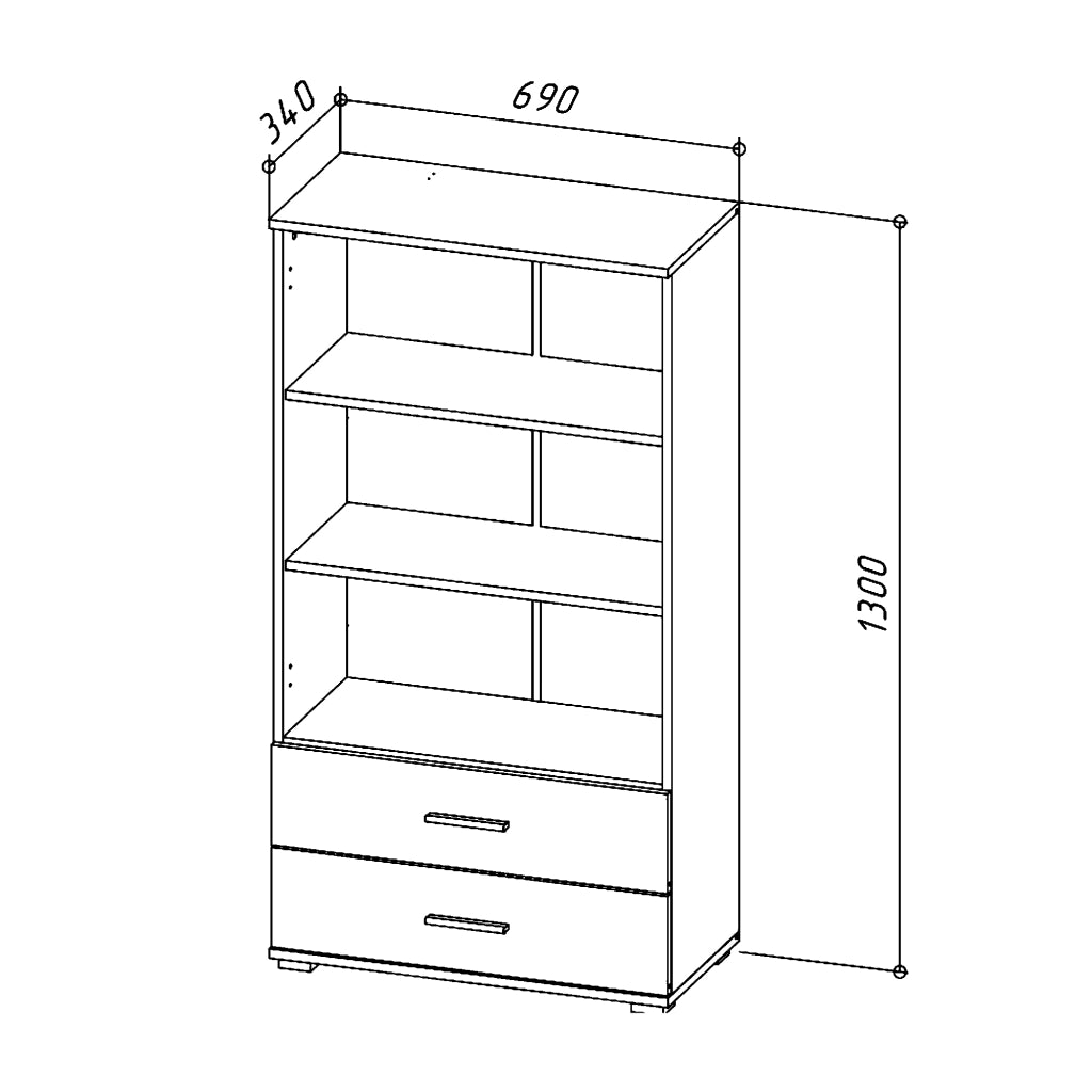 Armadio FAUSKE - 2 Cassetti - Bianco - Larghezza 69 cm, Altezza 130 cm, Profondit? 36 cm