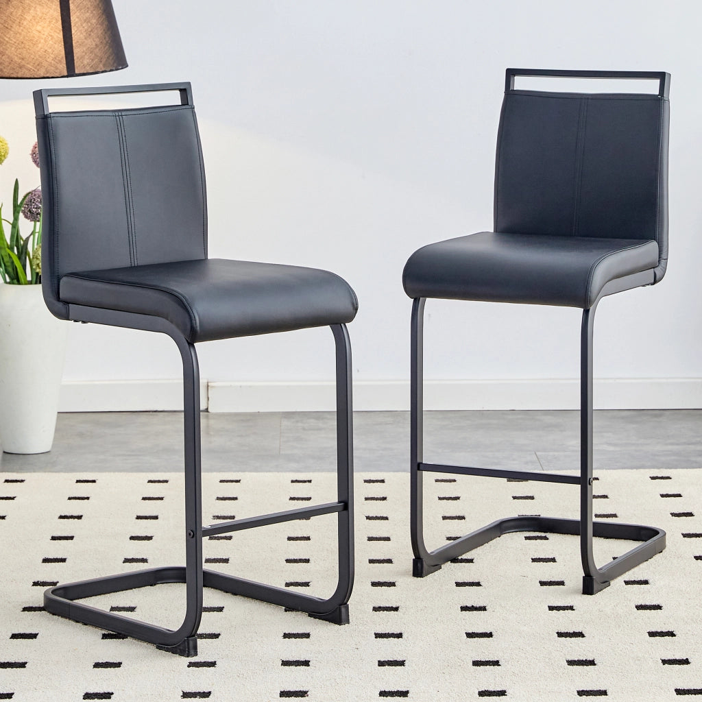 SGABELLO ALTO Set da 2 pezzi 96,5 cm Nero PU e metallo