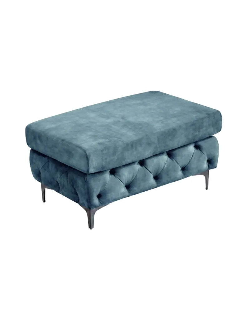 Pouf VELENA in velluto trapuntato – Blu – 95 x 49 x 62 cm