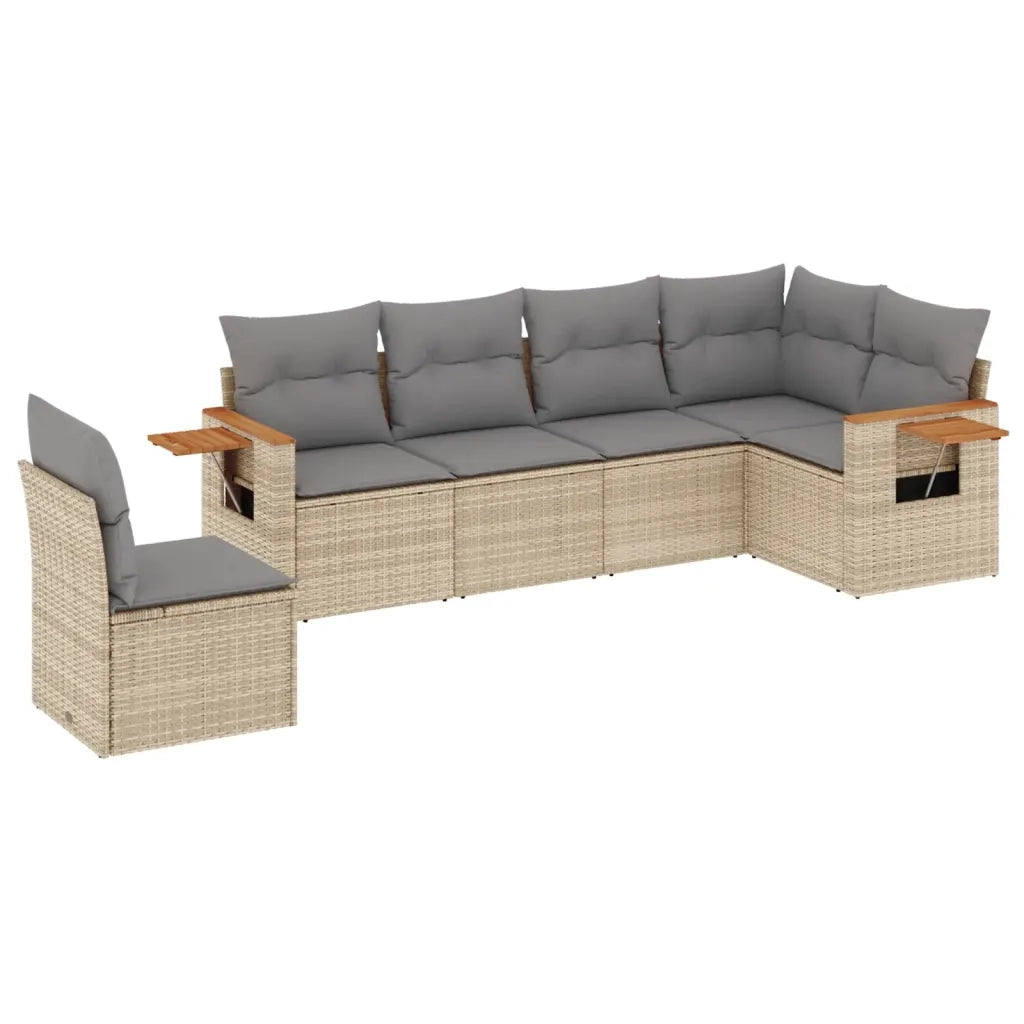 Set Divano da Giardino 6 pz con Cuscini Beige in Polyrattan 3226857