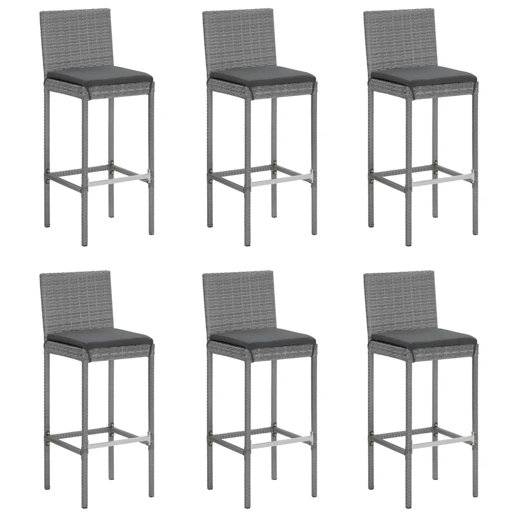 Set Bar da Giardino 7 pz con Cuscini in Polyrattan Grigio 3187628