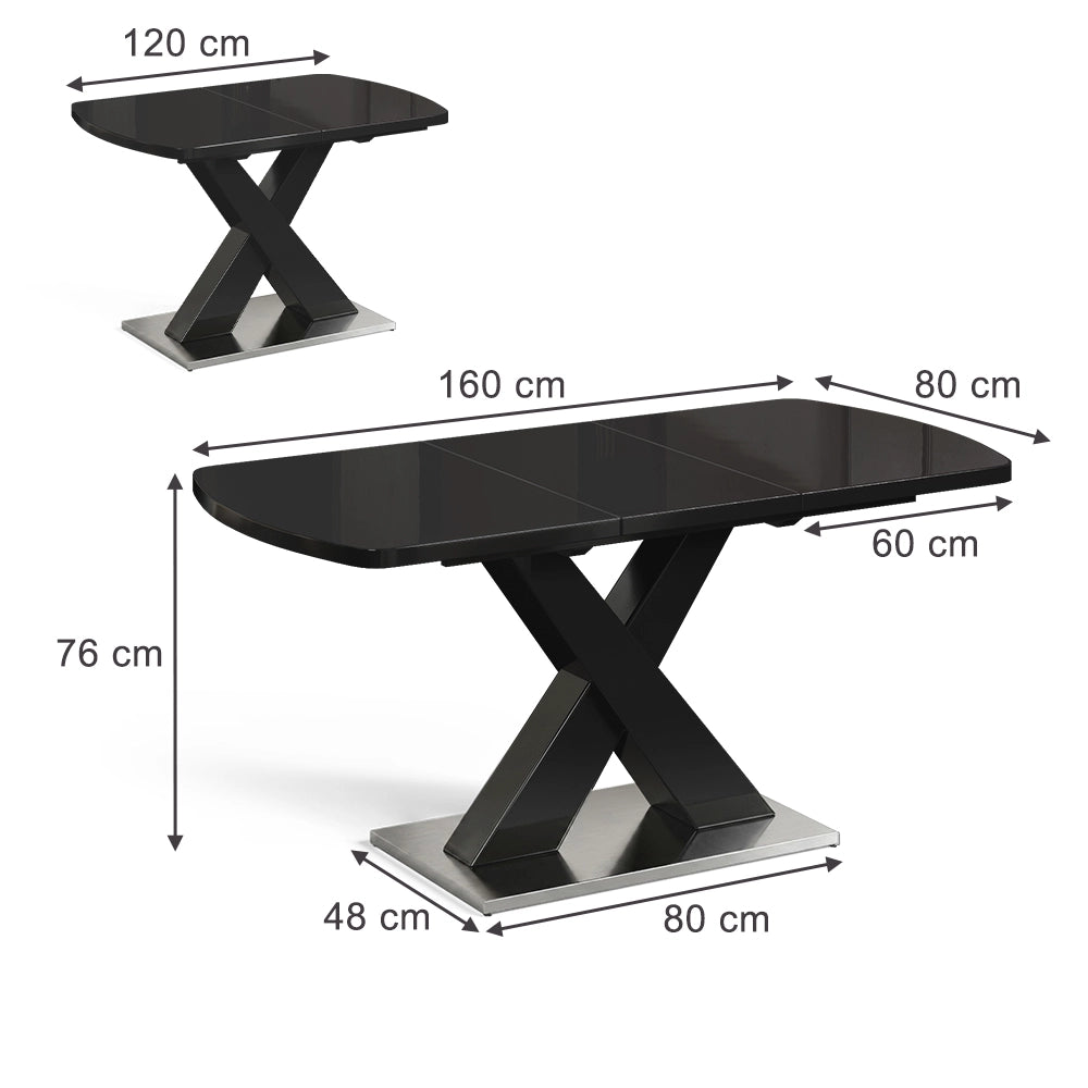 Tavolo da pranzo Chinto Nero 120 x 80 cm Estensibile Vicco