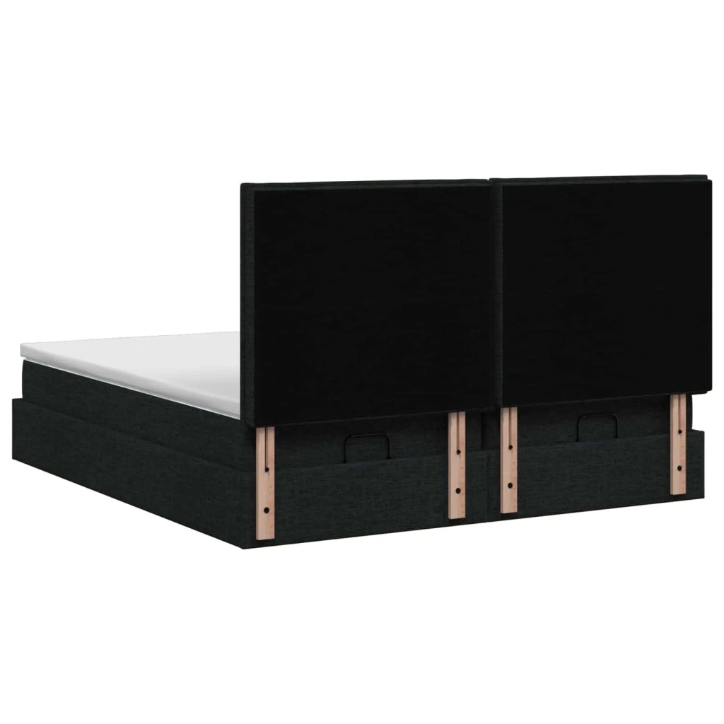 Letto ottomano con materasso con testiera 2 pz Nero Tessuto 3457829
