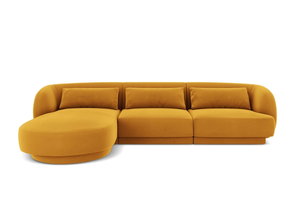 Cosmopolitan Design - Divano angolare sinistro "Tulum" 4 posti in velluto giallo 
