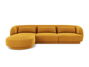 Cosmopolitan Design - Divano angolare sinistro "Tulum" 4 posti in velluto giallo 