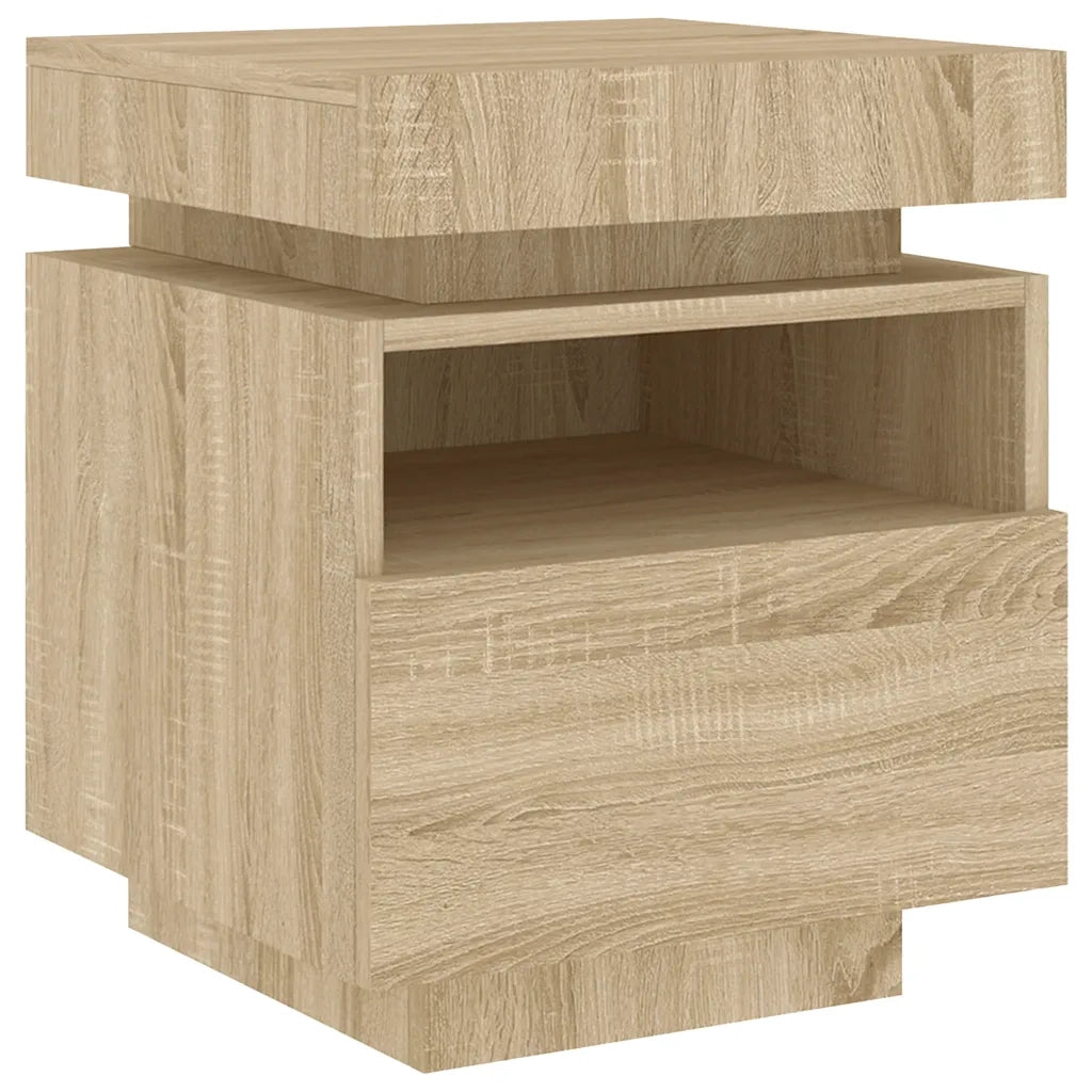 Comodino con Luci LED Rovere Sonoma 40x39x48,5 cm 836788