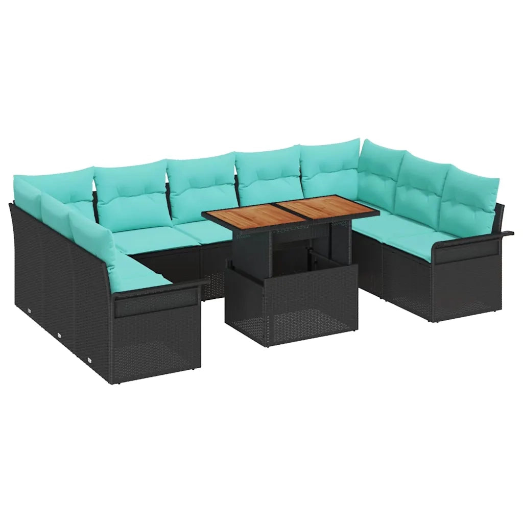 Set Divano da Giardino 10 pcs Nero Poly Rattan 3358118