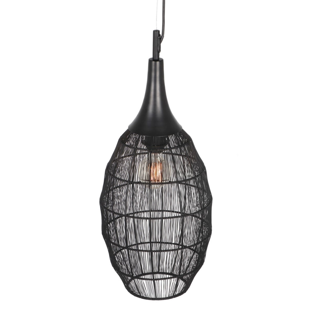 Lampada a sospensione industriale nera Soraya Trio E27