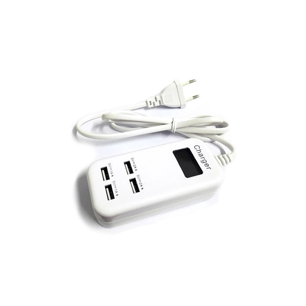 Trade Shop - Hub Usb 4 Porte 6a Con Display Led Per Controllo Ricarica Batteria -