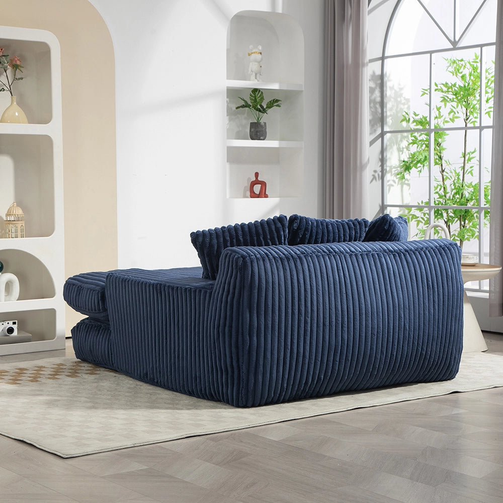 Cloud couch - Xylo - Velluto coste 3 cuscini blu scuro
