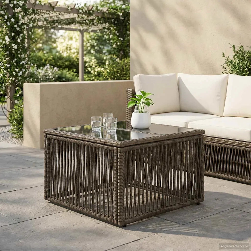 Tavolo da Giardino | Tavolino da esterno Grigio e Nero 55 x 55 x 37 cm