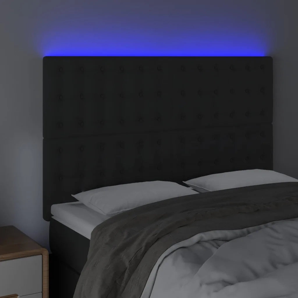 Testiera a LED Nera 144x5x118/128 cm in Velluto 3122908