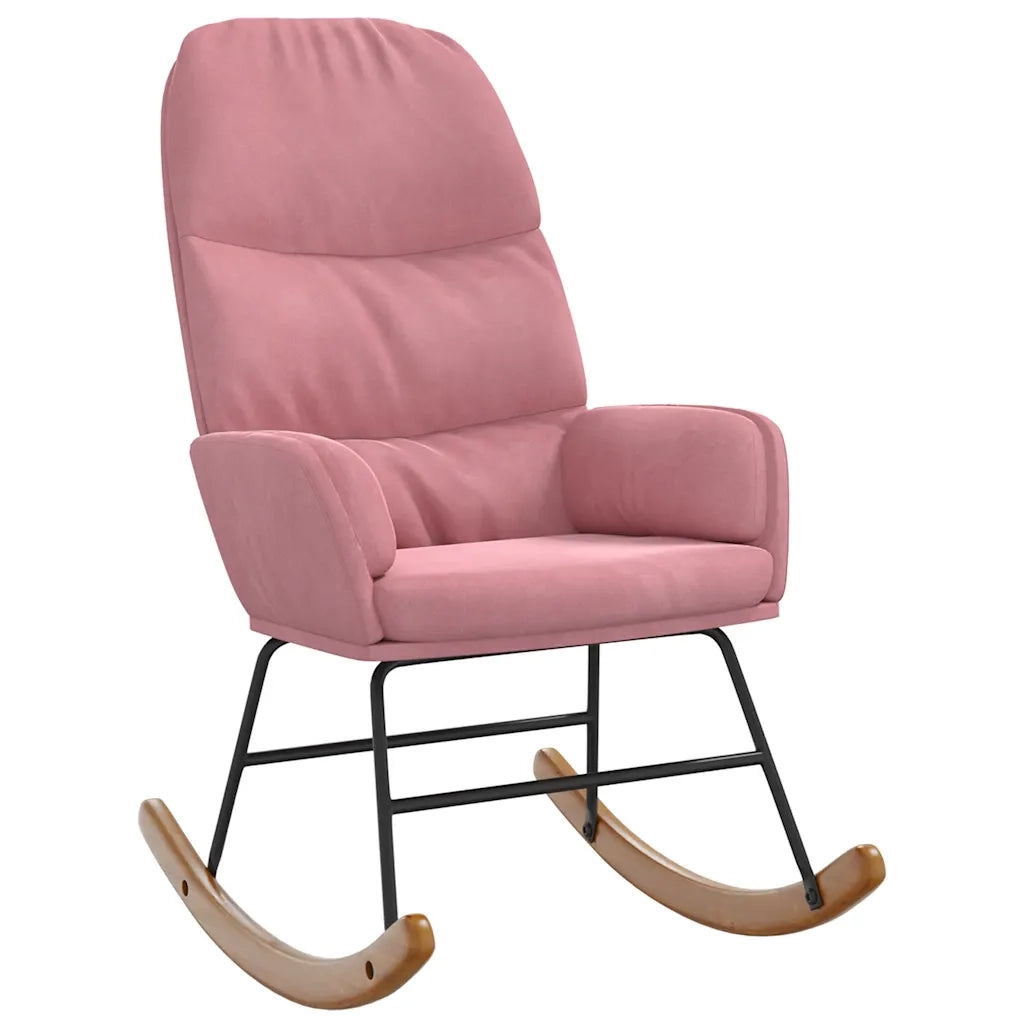 Sedia a Dondolo Rosa in Velluto 4102625