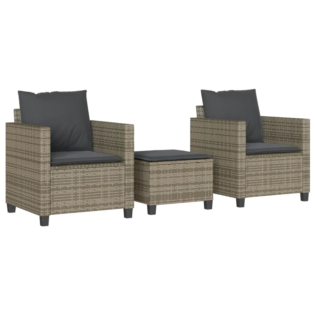 Set da Bistrò 3 pz con Cuscini Grigio in Polyrattan 4003898