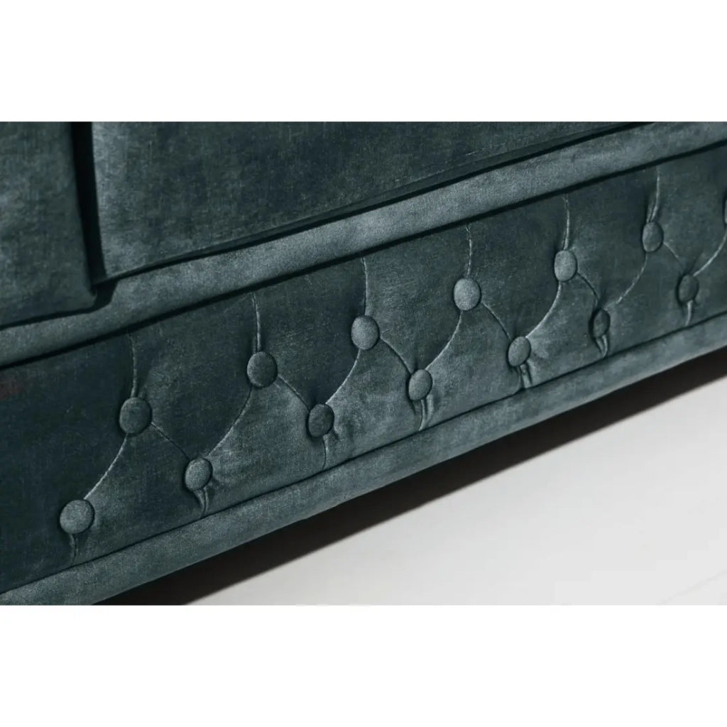 Divano diritto EDGAR - Blu pavone - 3 posti - Velluto stile barocco