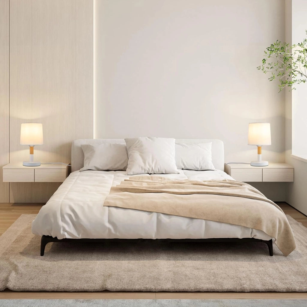 ZMH Lampada da tavolo E27 moderna paralume bianco per camera letto comodino