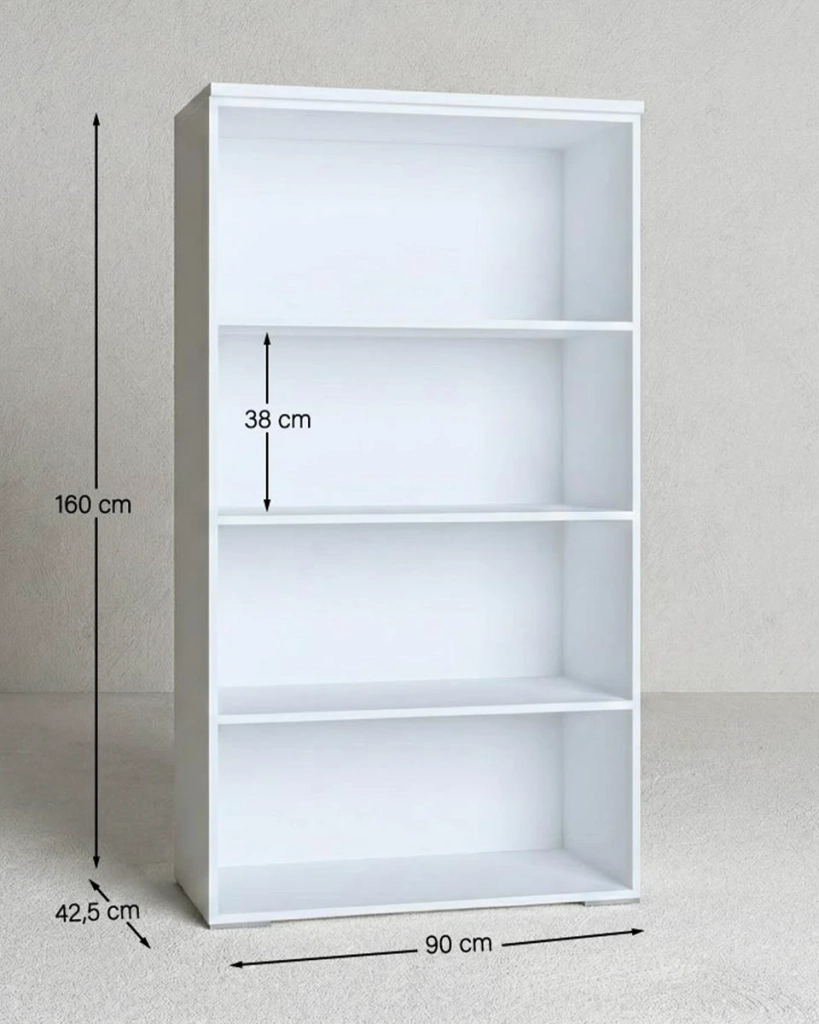 Armadio ufficio Utah - Mobile archivio 2 ante con serratura - 3 mensole incluse - L. 90 x H. 160 x P. 42,5 cm – Bianco_
